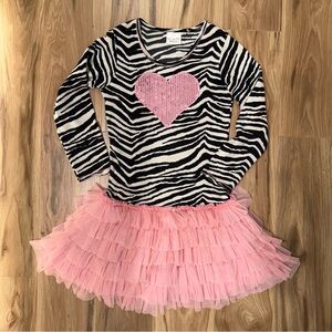 Ooh! La, La! Couture Zebra Print Dress with Pink Sequined Heart
